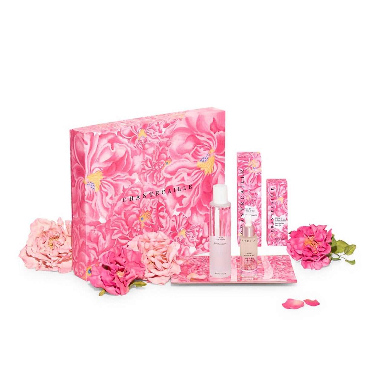 Chantecaille 4-Piece Limited Edition Chantecaille x John Derian Rose de Mai Harvest Tray, Pure Rosewater & Rose de Mai Face Oil