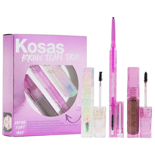 KOSAS, BROW TEAM EYEBROW PENCIL + EYEBROW GEL TRIO SET