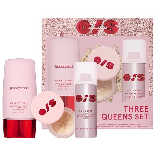 ONE/SIZE BY PATRICK STARRR, THREE QUEENS PRIMER, POWDER AND SETTING SPRAY SET