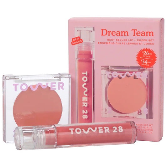 TOWER 28 BEAUTY, DREAM TEAM LIP GLOSS + CREAM BLUSH SET
