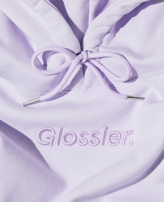 GLOSSIER, EMBROIDERED LAVENDER HOODIE